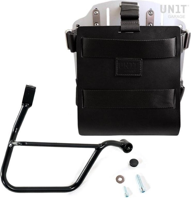UNIT GARAGE ユニットガレージ Unit Garage Carrying system in aluminum with adjustable leather front， Quick Release System and frame (2016 until now)， Black/Silver | U085+U000+1013DX-Black-Silver バッグ・ボックス取り付けステー 車体用バッグ・ケース