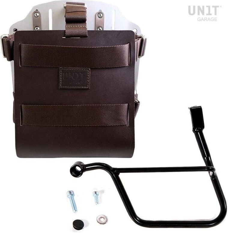 UNIT GARAGE ユニットガレージ Unit Garage Carrying system in aluminum with adjustable leather front， Quick Release System and frame (2016 until now)， Brown/Silver | U085+U000+1013SX-Brown-Silver バッグ・ボックス取り付けステー 車体用バッグ・ケース