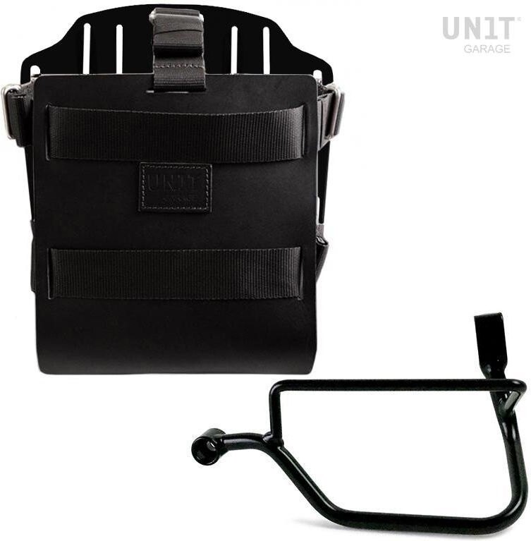 UNIT GARAGE ユニットガレージ Unit Garage Carrying system in aluminum with adjustable leather front， Quick Release System and frame Street Twin 900 (2016 until now)， Black/Black | U085+U000+1017SX-Black-Black バッグ・ボックス取り付けステー