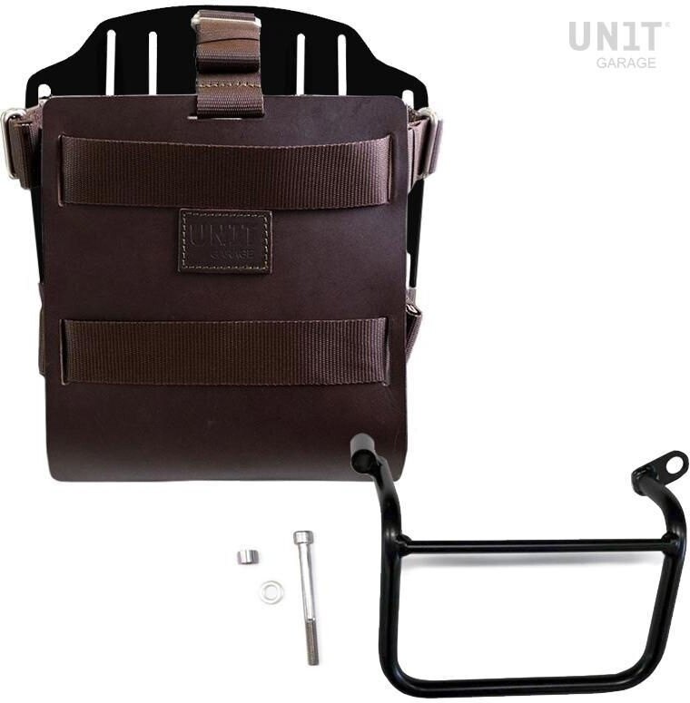 Other - UNIT GARAGE ユニットガレージ Unit Garage Carrying system in aluminum with adjustable leather front， Quick Release System and frame (2019 until now)， Brown/Black | U085+U000+1019SX-Brown-Black バッグ・ボックス取り付けステー 車体用バッグ・ケース