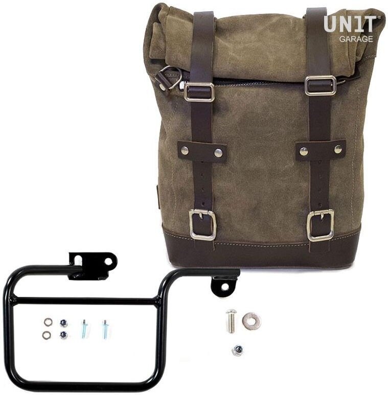 Saddle Bag - UNIT GARAGE ユニットガレージ Unit Garage Waxed Suede Side Pannier + Subframe K Series， MossGrey | U002+1806-MossGrey サイドバッグ 車体用バッグ・ケース
