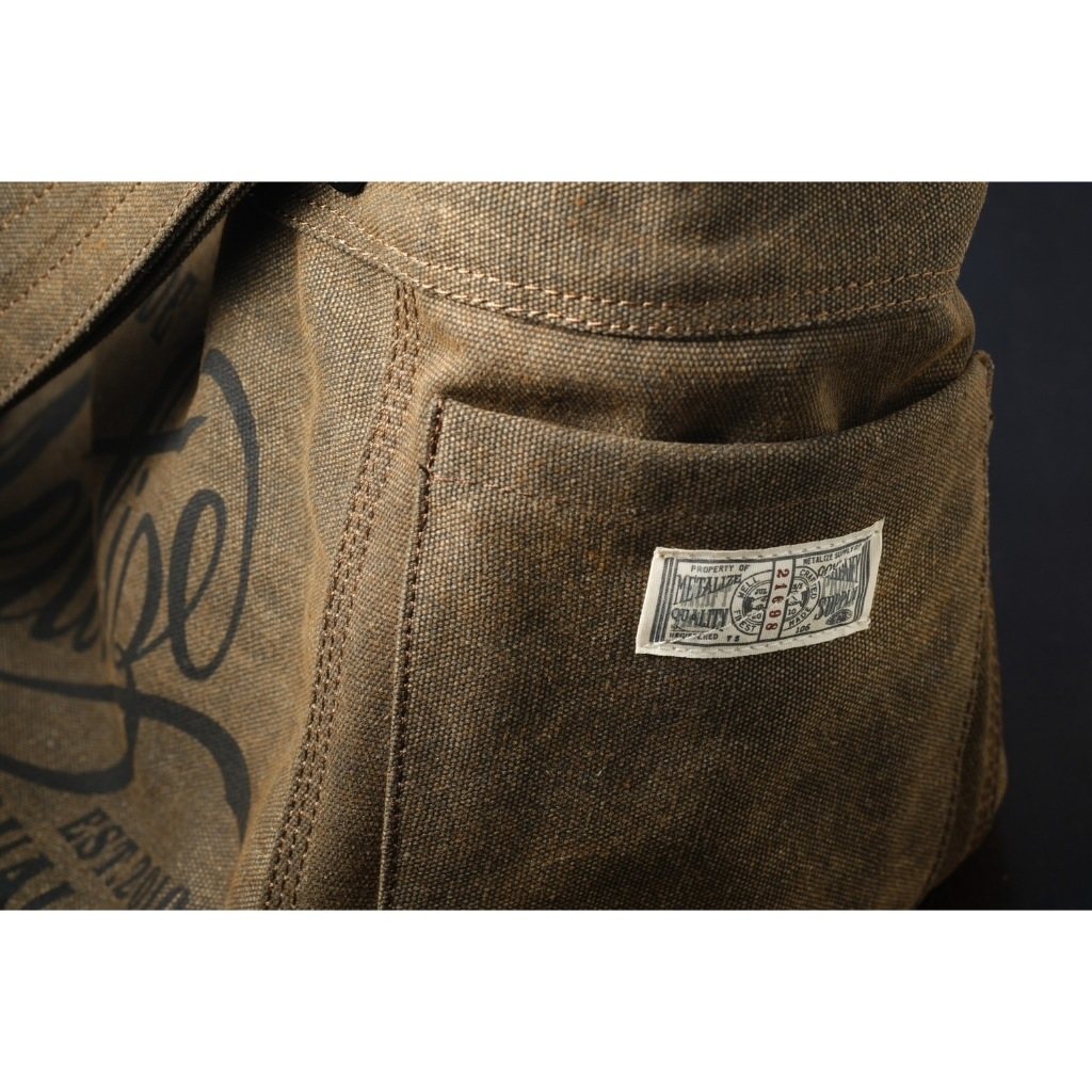 Metalize Productions メタライズプロダクションズ Olden Times Vintage Canvas Newsboy バッグ プリント／ウォッシュブラウン ショルダーバッグ
