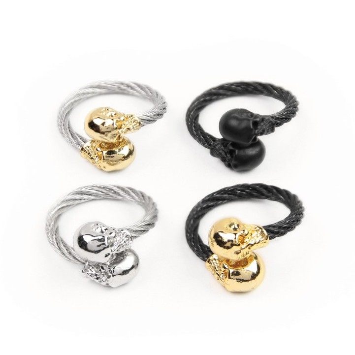 Metalize Productions メタライズプロダクションズ 3mm スチールケーブル スカルリング 装飾品・アクセサリー バイク関連グッズ