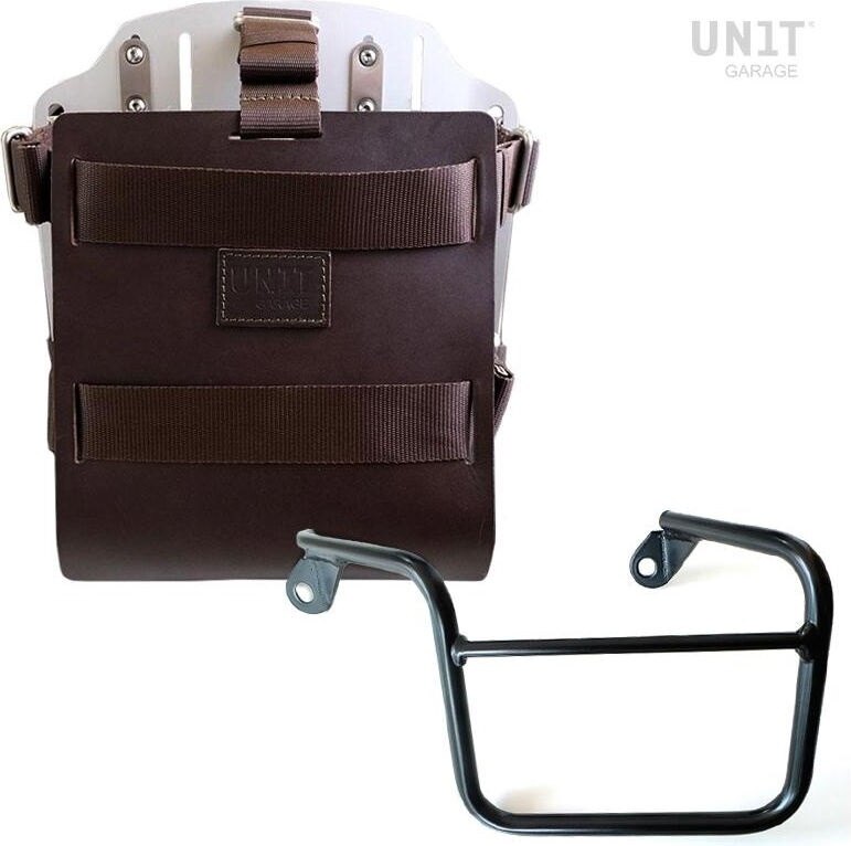 UNIT GARAGE ユニットガレージ Unit Garage Carrying system in aluminum with adjustable leather front， Quick Release System and frame， Brown/Silver | U085+U000+2600SX-Brown-Silver バッグ・ボックス取り付けステー 車体用バッグ・ケース