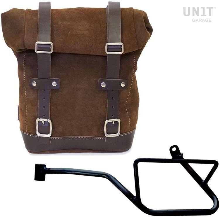 UNIT GARAGE ユニットガレージ Unit Garage Waxed Suede Side Pannier + Left Subframe Guzzi V7_850， ColoradoBrown | U002+2216SX-ColoradoBrown サイドバッグ 車体用バッグ・ケース