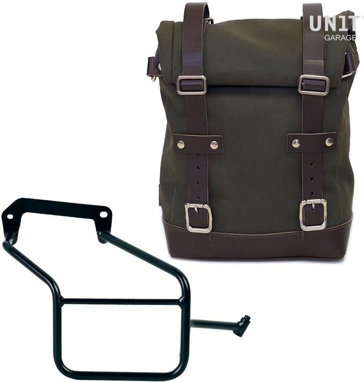UNIT GARAGE ユニットガレージ Unit Garage Side Pannier Canvas + Right Subframe Aprilia Tuareg 660， Green/Brown | U001+3600DX-Green-Brown サイドバッグ 車体用バッグ・ケース