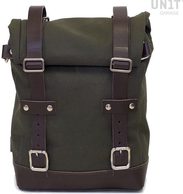 Saddle Bag - UNIT GARAGE ユニットガレージ Unit Garage Canvas side pannier 10L-14L， Green/Brown | U001_Green-Brown サイドバッグ 車体用バッグ・ケース