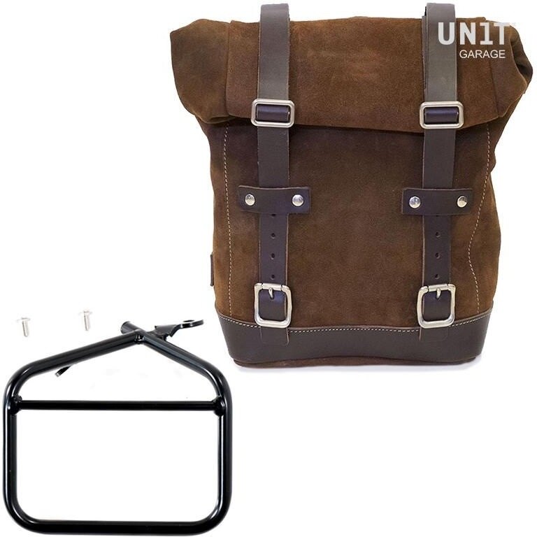 UNIT GARAGE ユニットガレージ Unit Garage Waxed Suede Side Pannier + Subframe Ducati Scrambler Series， ColoradoBrown | U002+1007-ColoradoBrown サイドバッグ 車体用バッグ・ケース