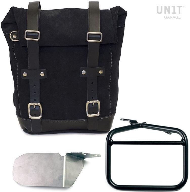 UNIT GARAGE ユニットガレージ Unit Garage Waxed Suede Side Pannier + Right subframe Ducati Scrambler， JetBlack | U002+1007DX-JetBlack サイドバッグ 車体用バッグ・ケース