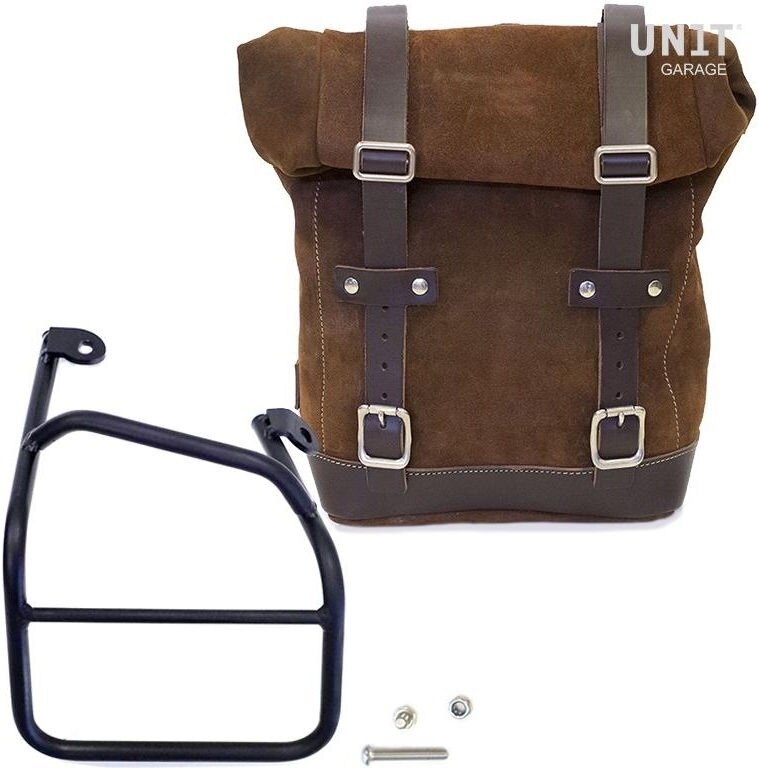 UNIT GARAGE ユニットガレージ Unit Garage Waxed Suede Side Pannier + Right Subframe Ducati Scrambler 1100， ColoradoBrown | U002+1010DX-ColoradoBrown サイドバッグ 車体用バッグ・ケース