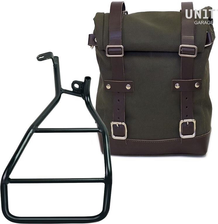 UNIT GARAGE ユニットガレージ Unit Garage Side Pannier Canvas + Right Subframe Sportster S 1250， Green/Brown | U001+3320DX-Green-Brown サイドバッグ 車体用バッグ・ケース