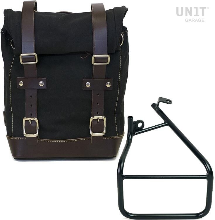 UNIT GARAGE ユニットガレージ Unit Garage Side Pannier Canvas + Left Subframe Sportster S 1250， Black/Brown | U001+3320SX-Black-Brown サイドバッグ 車体用バッグ・ケース
