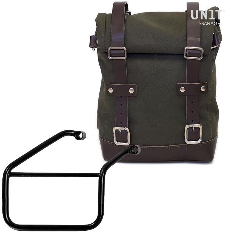Saddle Bag - UNIT GARAGE ユニットガレージ Unit Garage Side Pannier Canvas + Right Subframe Triumph Trident 660， Green/Brown | U001+3500DX-Green-Brown サイドバッグ 車体用バッグ・ケース