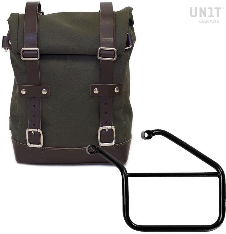 Saddle Bag - UNIT GARAGE ユニットガレージ Unit Garage Side Pannier Canvas + Left Subframe Triumph Trident 660， Green/Brown | U001+3500SX-Green-Brown サイドバッグ 車体用バッグ・ケース