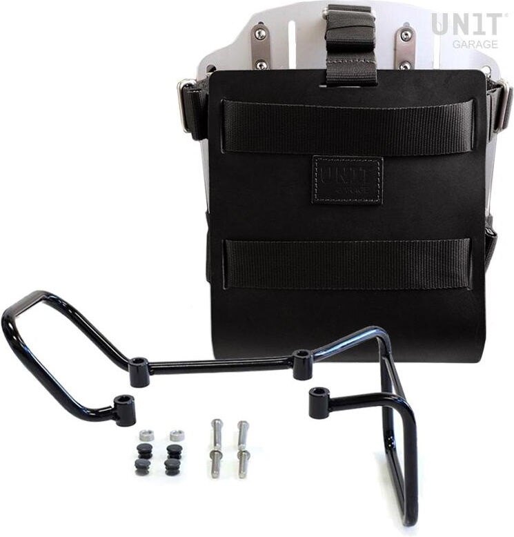 UNIT GARAGE ユニットガレージ Unit Garage Carrying system in aluminum with adjustable leather front， Quick Release System and frame (2017-2019)， Black/Silver | U085+U000+3000-Black-Silver バッグ・ボックス取り付けステー 車体用バッグ・ケース