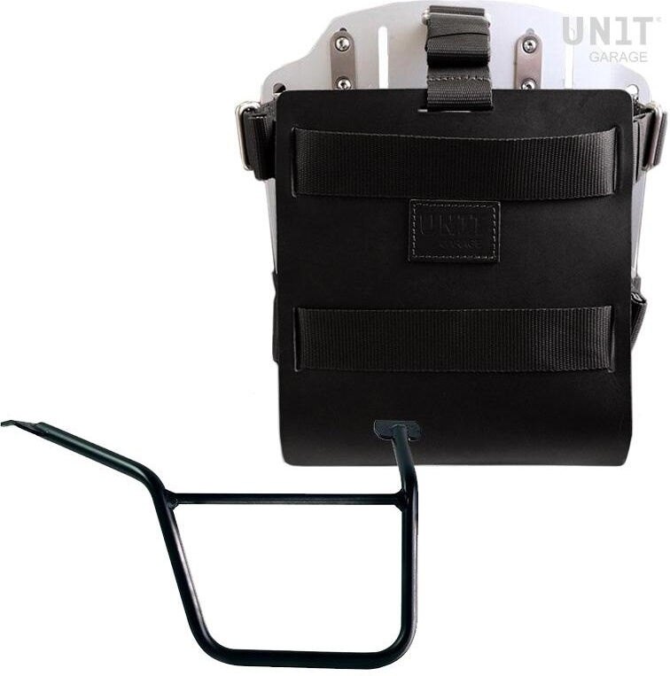 UNIT GARAGE ユニットガレージ Unit Garage Carrying system in aluminum with adjustable leather front， Quick Release System and frame Pan America 1250， Black/Silver | U085+U000+3304DX-Black-Silver バッグ・ボックス取り付けステー 車体用バッグ・ケース