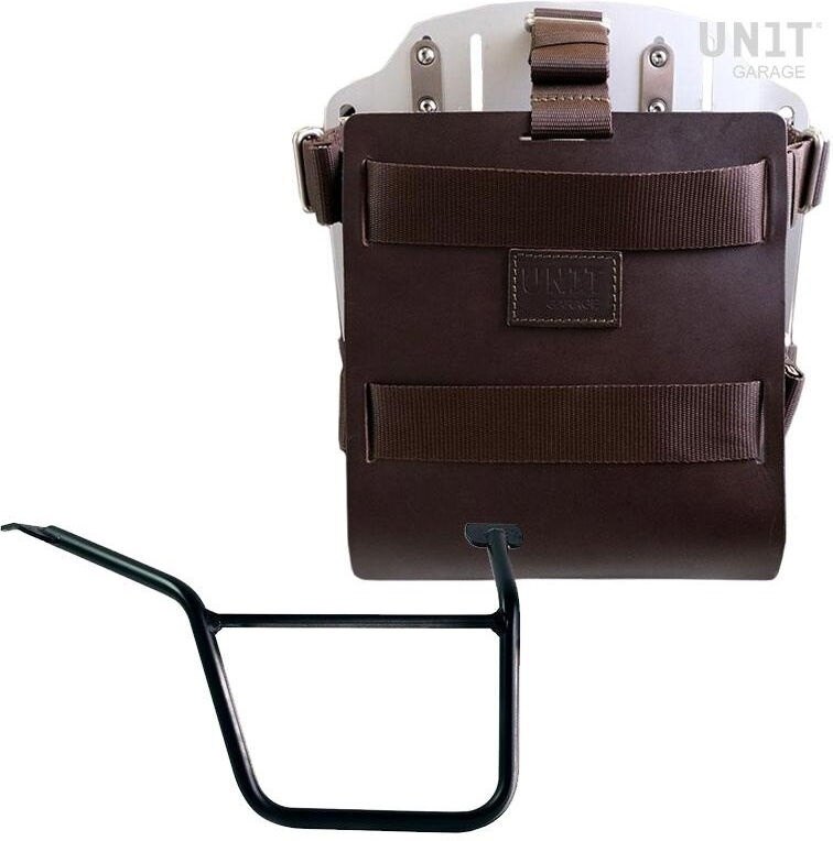 UNIT GARAGE ユニットガレージ Unit Garage Carrying system in aluminum with adjustable leather front， Quick Release System and frame Pan America 1250， Brown/Silver | U085+U000+3304DX-Brown-Silver バッグ・ボックス取り付けステー 車体用バッグ・ケース