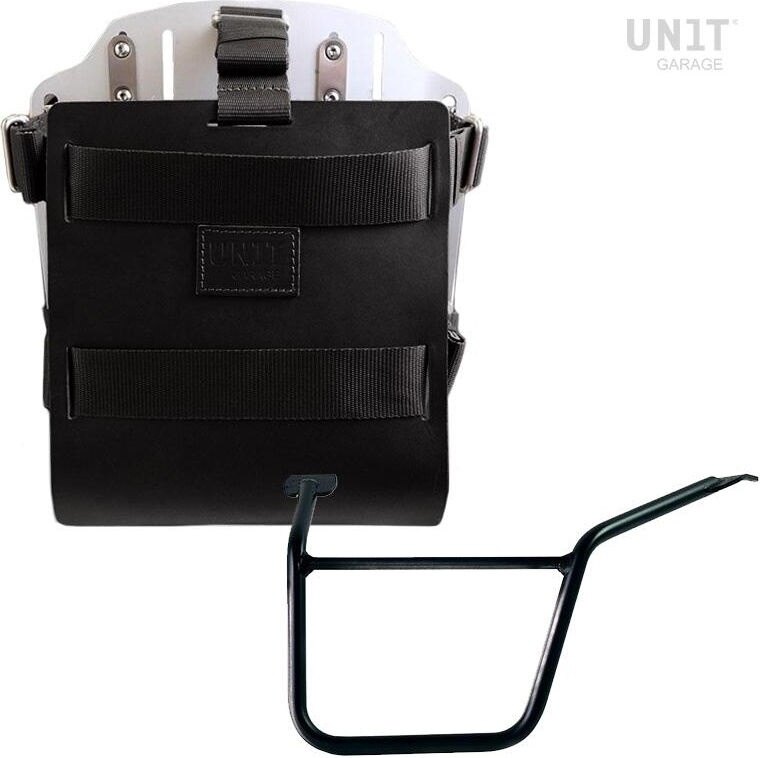 UNIT GARAGE ユニットガレージ Unit Garage Carrying system in aluminum with adjustable leather front， Quick Release System and frame Pan America 1250， Black/Silver | U085+U000+3304SX-Black-Silver バッグ・ボックス取り付けステー 車体用バッグ・ケース
