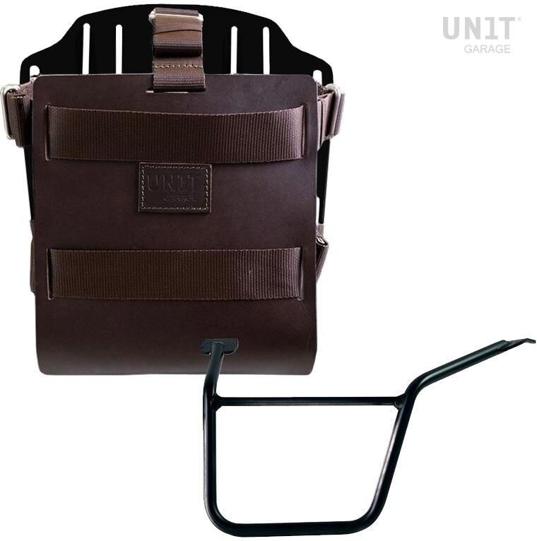 UNIT GARAGE ユニットガレージ Unit Garage Carrying system in aluminum with adjustable leather front， Quick Release System and frame Pan America 1250， Brown/Black | U085+U000+3304SX-Brown-Black バッグ・ボックス取り付けステー 車体用バッグ・ケース