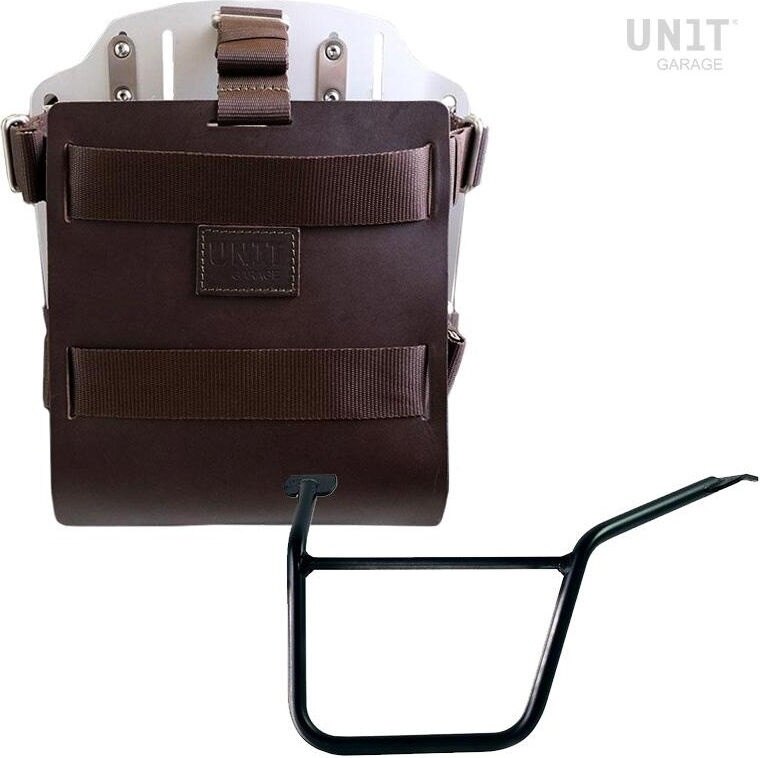 UNIT GARAGE ユニットガレージ Unit Garage Carrying system in aluminum with adjustable leather front， Quick Release System and frame Pan America 1250， Brown/Silver | U085+U000+3304SX-Brown-Silver バッグ・ボックス取り付けステー 車体用バッグ・ケース