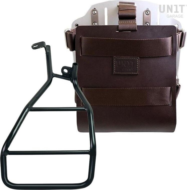 UNIT GARAGE ユニットガレージ Unit Garage Carrying system in aluminum with adjustable leather front， Quick Release System and frame Sportster S 1250， Brown/Silver | U085+U000+3320DX-Brown-Silver バッグ・ボックス取り付けステー 車体用バッグ・ケース