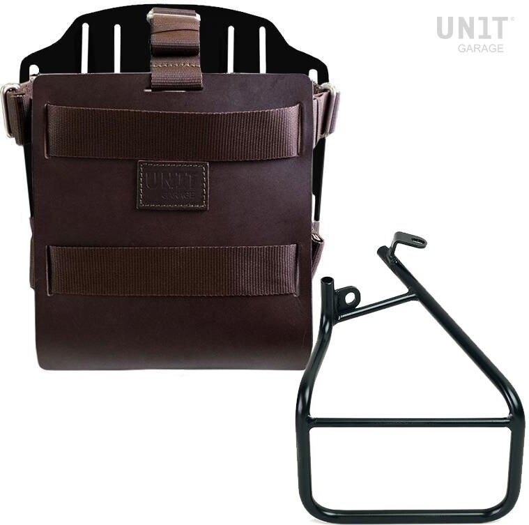UNIT GARAGE ユニットガレージ Unit Garage Carrying system in aluminum with adjustable leather front， Quick Release System and frame Sportster S 1250， Brown/Black | U085+U000+3320SX-Brown-Black バッグ・ボックス取り付けステー 車体用バッグ・ケース