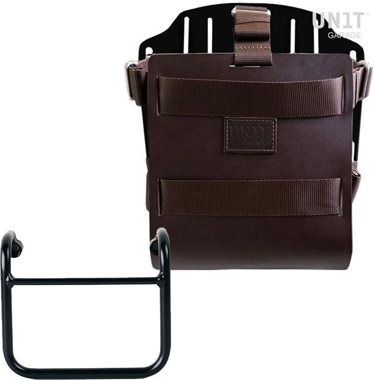 UNIT GARAGE ユニットガレージ Unit Garage Carrying system in aluminum with adjustable leather front， Quick Release System and frame， Brown/Black | U085+U000+3400-Brown-Black バッグ・ボックス取り付けステー 車体用バッグ・ケース