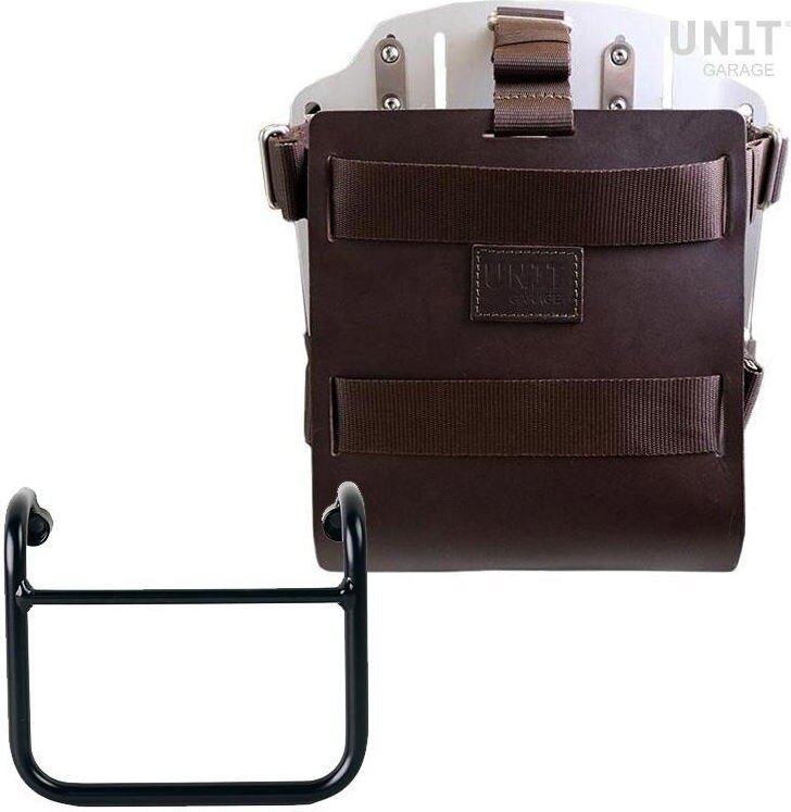 UNIT GARAGE ユニットガレージ Unit Garage Carrying system in aluminum with adjustable leather front， Quick Release System and frame， Brown/Silver | U085+U000+3400-Brown-Silver バッグ・ボックス取り付けステー 車体用バッグ・ケース