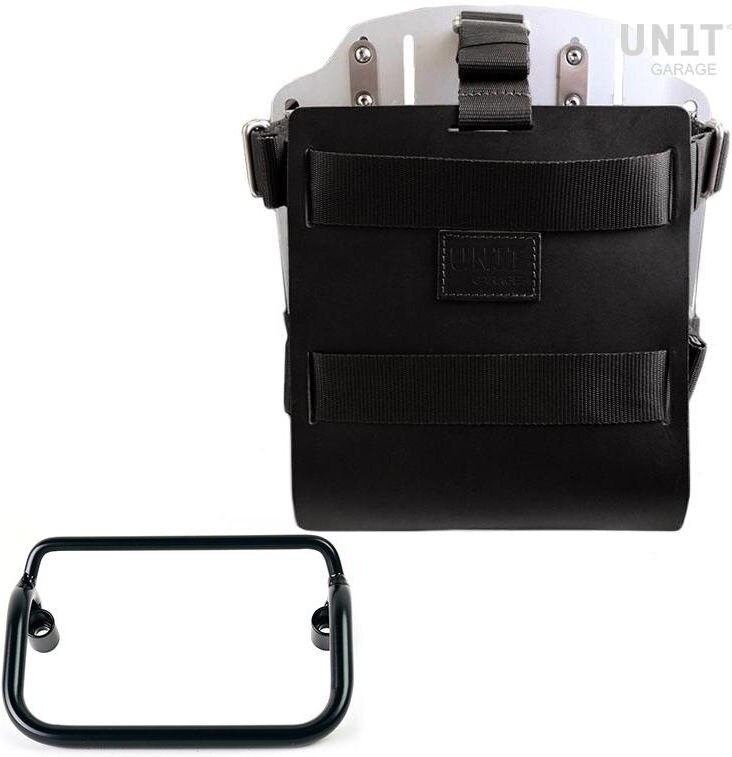 UNIT GARAGE ユニットガレージ Unit Garage Carrying system in aluminum with adjustable leather front， Quick Release System and frame， Black/Silver | U085+U000+3401-Black-Silver バッグ・ボックス取り付けステー 車体用バッグ・ケース