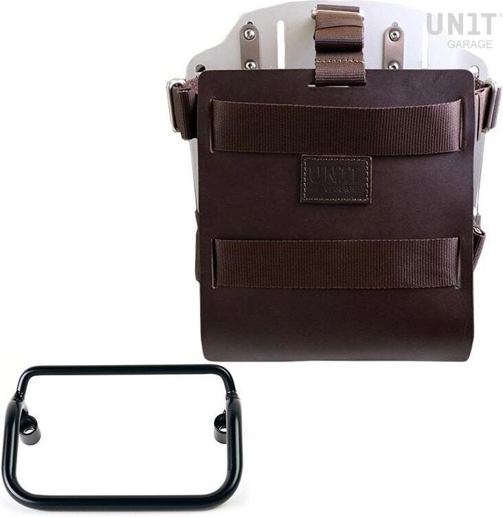 UNIT GARAGE ユニットガレージ Unit Garage Carrying system in aluminum with adjustable leather front， Quick Release System and frame， Brown/Silver | U085+U000+3401-Brown-Silver バッグ・ボックス取り付けステー 車体用バッグ・ケース