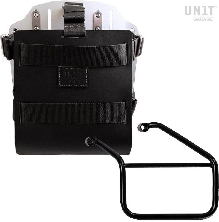 UNIT GARAGE ユニットガレージ Unit Garage Carrying system in aluminum with adjustable leather front， Quick Release System and frame， Black/Silver | U085+U000+3500SX-Black-Silver バッグ・ボックス取り付けステー 車体用バッグ・ケース