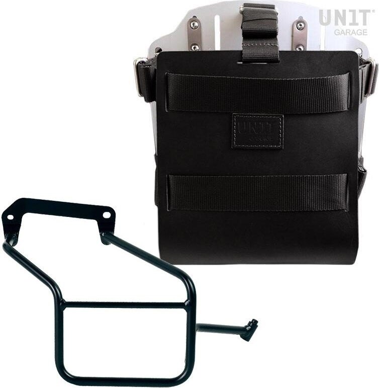 UNIT GARAGE ユニットガレージ Unit Garage Carrying system in aluminum with adjustable leather front， Quick Release System and frame， Black/Silver | U085+U000+3600DX-Black-Silver バッグ・ボックス取り付けステー 車体用バッグ・ケース