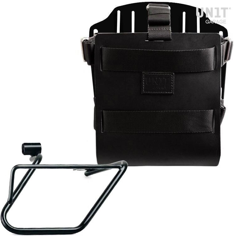 UNIT GARAGE ユニットガレージ Unit Garage Carrying system in aluminum with adjustable leather front， Quick Release System and frame， Black/Black | U085+U000+3700DX-Black-Black バッグ・ボックス取り付けステー 車体用バッグ・ケース