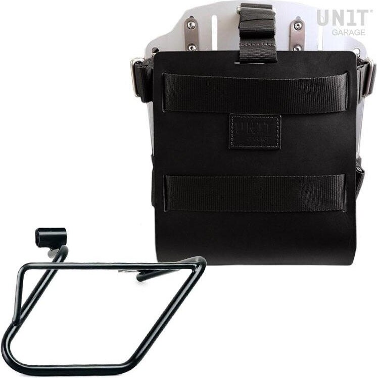 UNIT GARAGE ユニットガレージ Unit Garage Carrying system in aluminum with adjustable leather front， Quick Release System and frame， Black/Silver | U085+U000+3700DX-Black-Silver バッグ・ボックス取り付けステー 車体用バッグ・ケース