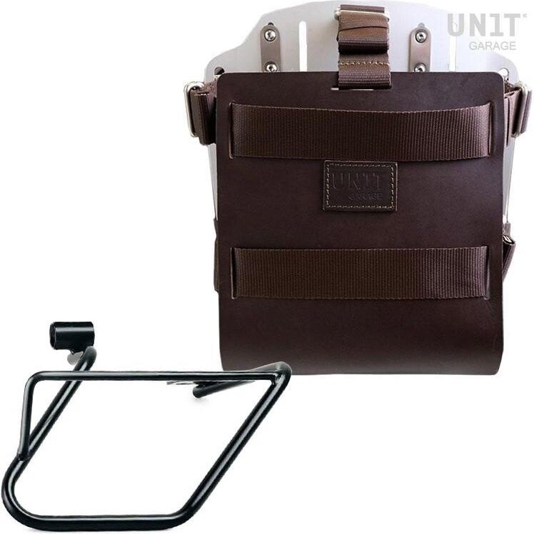 UNIT GARAGE ユニットガレージ Unit Garage Carrying system in aluminum with adjustable leather front， Quick Release System and frame， Brown/Silver | U085+U000+3700DX-Brown-Silver バッグ・ボックス取り付けステー 車体用バッグ・ケース