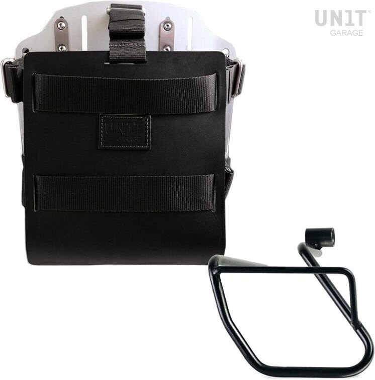 UNIT GARAGE ユニットガレージ Unit Garage Carrying system in aluminum with adjustable leather front， Quick Release System and frame， Black/Silver | U085+U000+3700SX-Black-Silver バッグ・ボックス取り付けステー 車体用バッグ・ケース