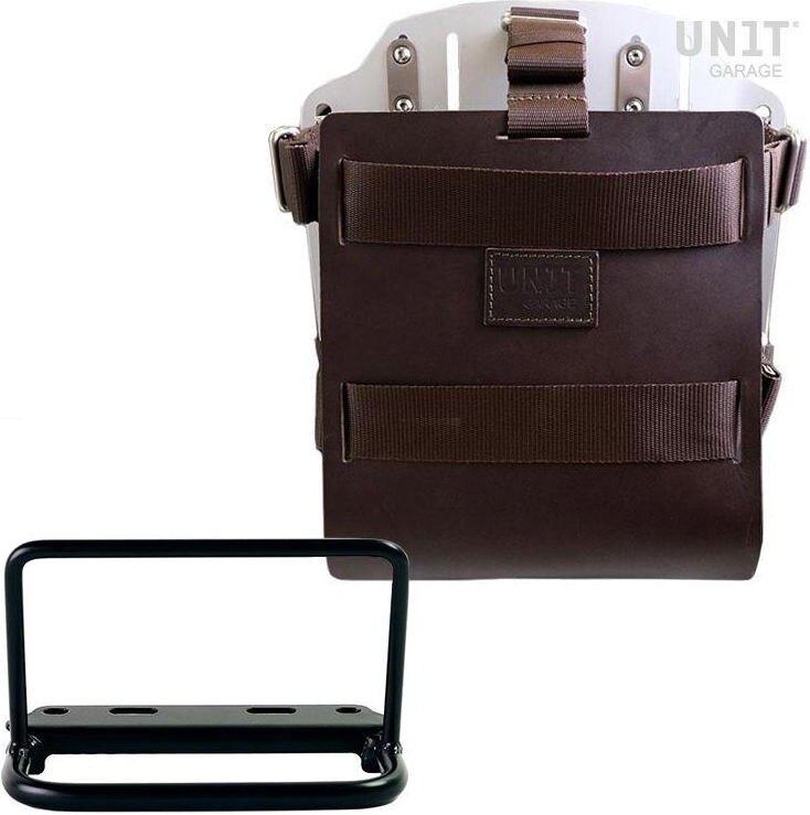 Other - UNIT GARAGE ユニットガレージ Unit Garage Carrying system in aluminum with adjustable leather front， Quick Release System and frame， Brown/Silver | U085+U000+3800-Brown-Silver バッグ・ボックス取り付けステー 車体用バッグ・ケース