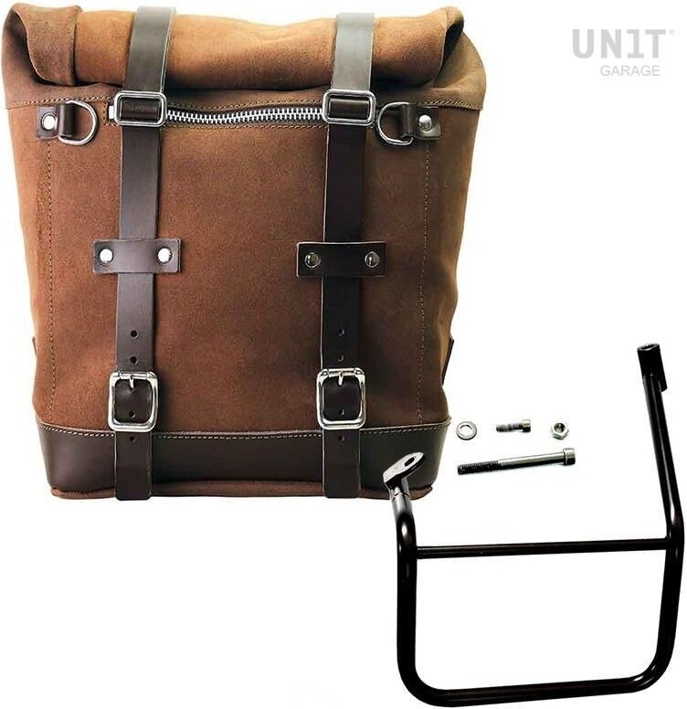 UNIT GARAGE ユニットガレージ Unit Garage Waxed suede side pannier Scram 22L-30L + Left Subframe Caballero， ColoradoBrown | U202+2253SX-ColoradoBrown サイドバッグ 車体用バッグ・ケース