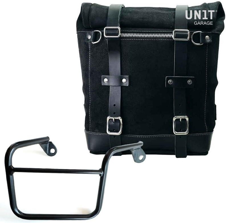 Saddle Bag - UNIT GARAGE ユニットガレージ Unit Garage Waxed suede side pannier Scram 22L-30L + Right Subframe Mash， JetBlack | U202+2600DX-JetBlack サイドバッグ 車体用バッグ・ケース