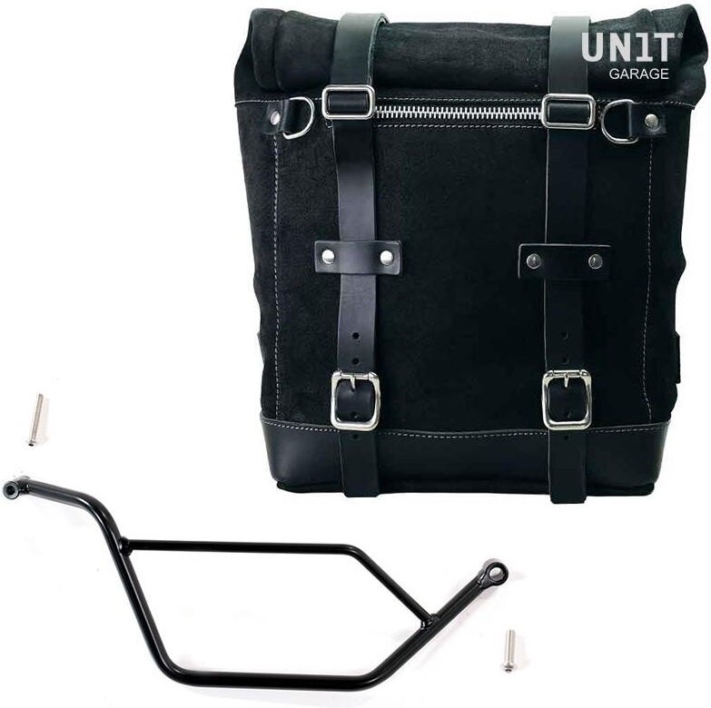 UNIT GARAGE ユニットガレージ Unit Garage Waxed suede side pannier Scram 22L-30L + Right subframe Bmw GS 850/1100/1150 e AD， JetBlack | U202+1524DX-JetBlack サイドバッグ 車体用バッグ・ケース