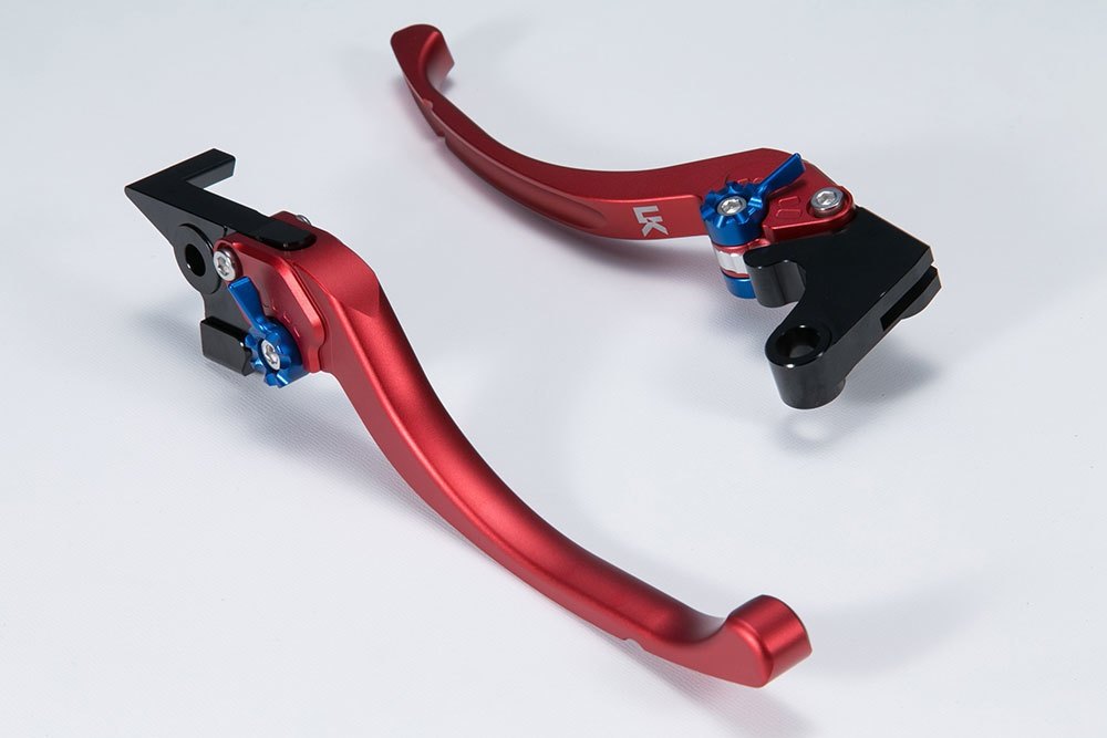 U-KANAYA ユーカナヤ ツーリングタイプ アルミビレットレバーセット XMAX250 YAMAHA ヤマハ ブレーキ・クラッチレバーセット ハンドル周辺パーツ ハンドル レバーカラー：マットレッド / アジャスターカラー：マットブルー