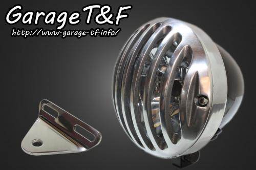 Garage T&F ガレージ 4.5インチバードゲージヘッドライト＆ライトステー(タイプA)キット スティード400 VSE HONDA ホンダ ヘッドライト 灯火類 電装系 ヘッドライト：ブラック仕上 / バードゲージカバー：ポリッシュ仕上げ
