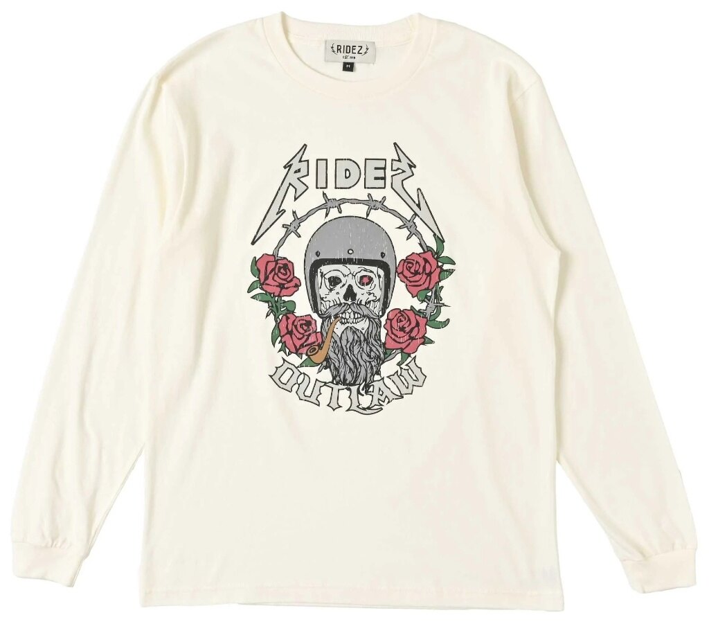 ■商品概要カラー：IVORY■詳細説明■OUTLAWL／STEEバイクシーンにもタウンユースにも映える一枚。デザイナーが新たに書き下ろした、バイクへの熱い想いを形にしたデザインです。クラシックなバイクのイラストがライダーの力強さを表現してい...