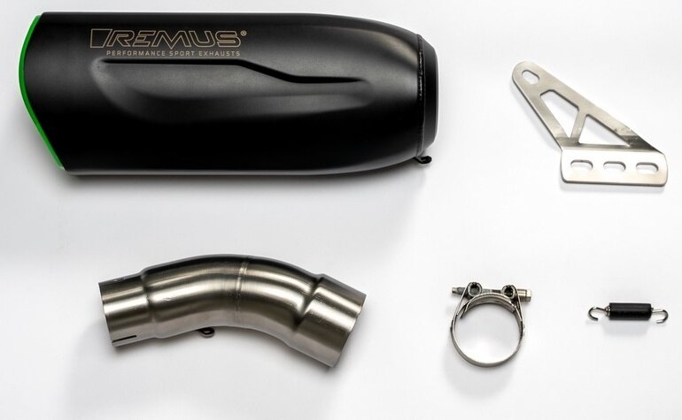 REMUS レムス Slip On Nxt Sport Exhaust，Stainless Black With Green，Connection Tube フルエキゾーストマフラー マフラー