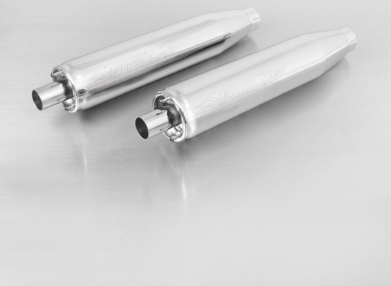 REMUS レムス 2 X Custom Exhaust Chrome，Plug-In Catalytic Converter Set Pcs.，End Cap Straight E..