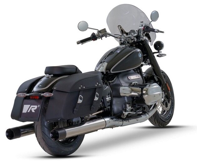 REMUS レムス Custom Slip On L/R Stainless Chrome，Endcap Straight End V2 2 Pcs.，Alloy Black スリップオンマフラー マフラー