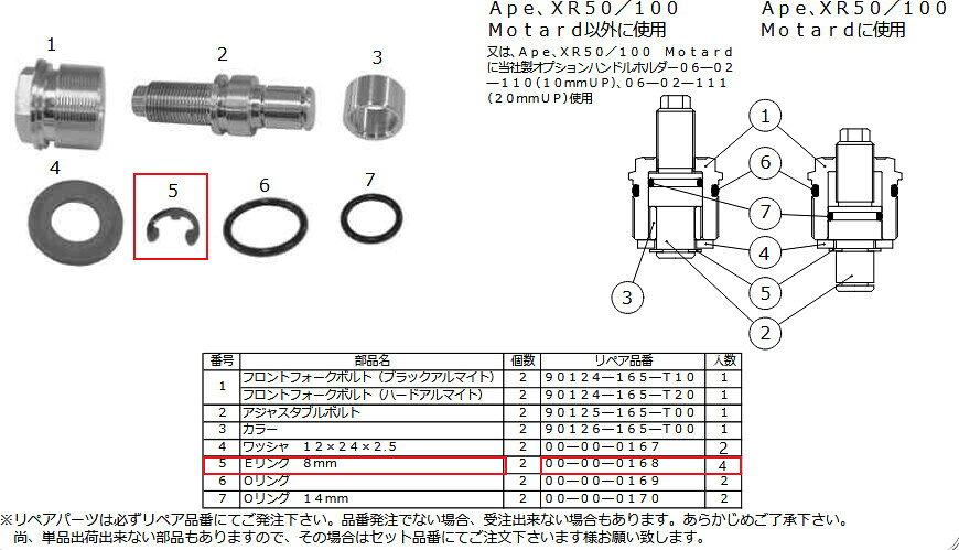 SP武川 SPタケガワ 【補修用パーツ】Eリング 8MM (4個) モンキー エイプ50 エイプ100 XR100モタード NSF100 NSR50 NSR80 XR50 HONDA ホンダ その他ボアアップオプション・補修部品 エンジンパーツ エンジン
