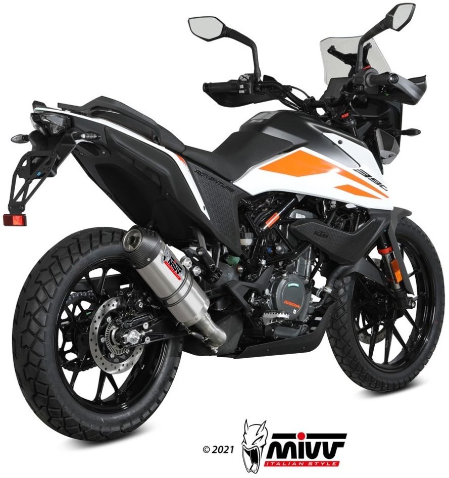 MIVV ミヴ OVAL スリップオンマフラー 390 ADVENTURE KTM マフラー カラー：チタン＋カーボンエンドキャップ付き