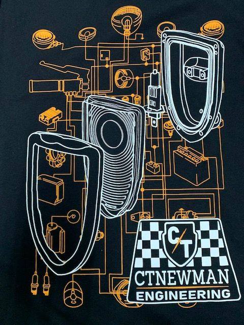 部品屋K&W 【CT NEWMAN ENGINEERRING】オリジナル ヘッドライトTシャツ Tシャツ アパレル