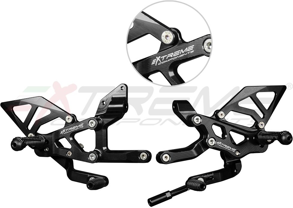 EXTREME COMPONENTS エクストリームコンポーネンツ GP EVO バックステップキット (正/逆シフト対応) Panigale V4 V4S V4R e Streetfighter DUCATI ドゥカティ バックステップ ステップ 足回り タイプ：アルミヒールガード付き（ブラック）